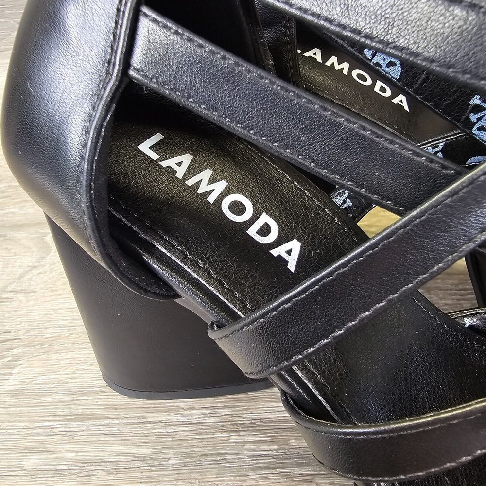 Black Platform Strappy Heels - image 4